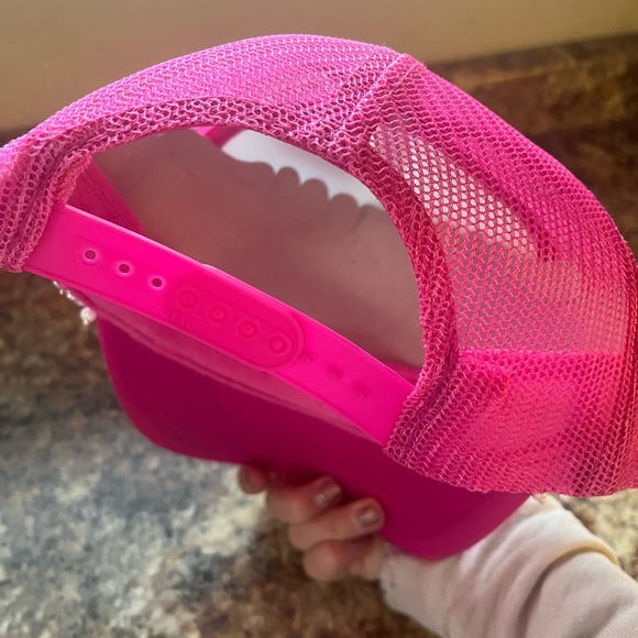 OTTO Hot Pink Trucker Hat w/ Pearl & Rhinestone Trim - Picture 5 of 7